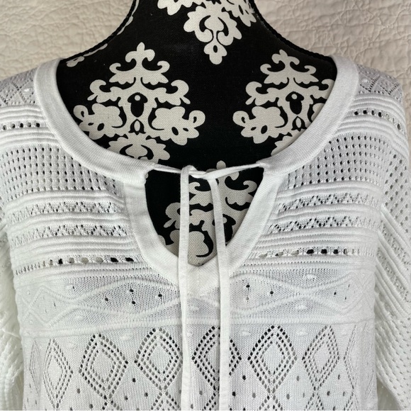 🔥Tommy Bahama White Sweater Open Knit Pullover V-neck Size L - Picture 2 of 11